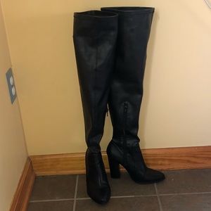 Black over the knee heeled boots